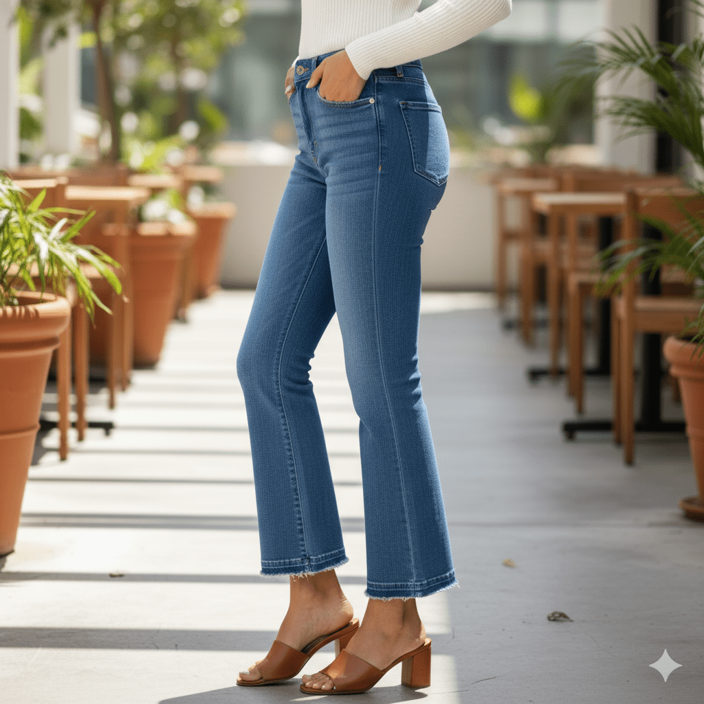 Women's Cropped Flare Jeans - Image 5