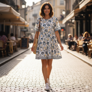 Women's Floral Block Print Dress