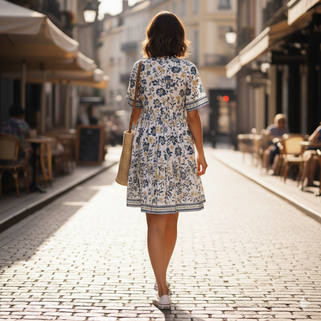 Women's Floral Block Print Dress - Image 3