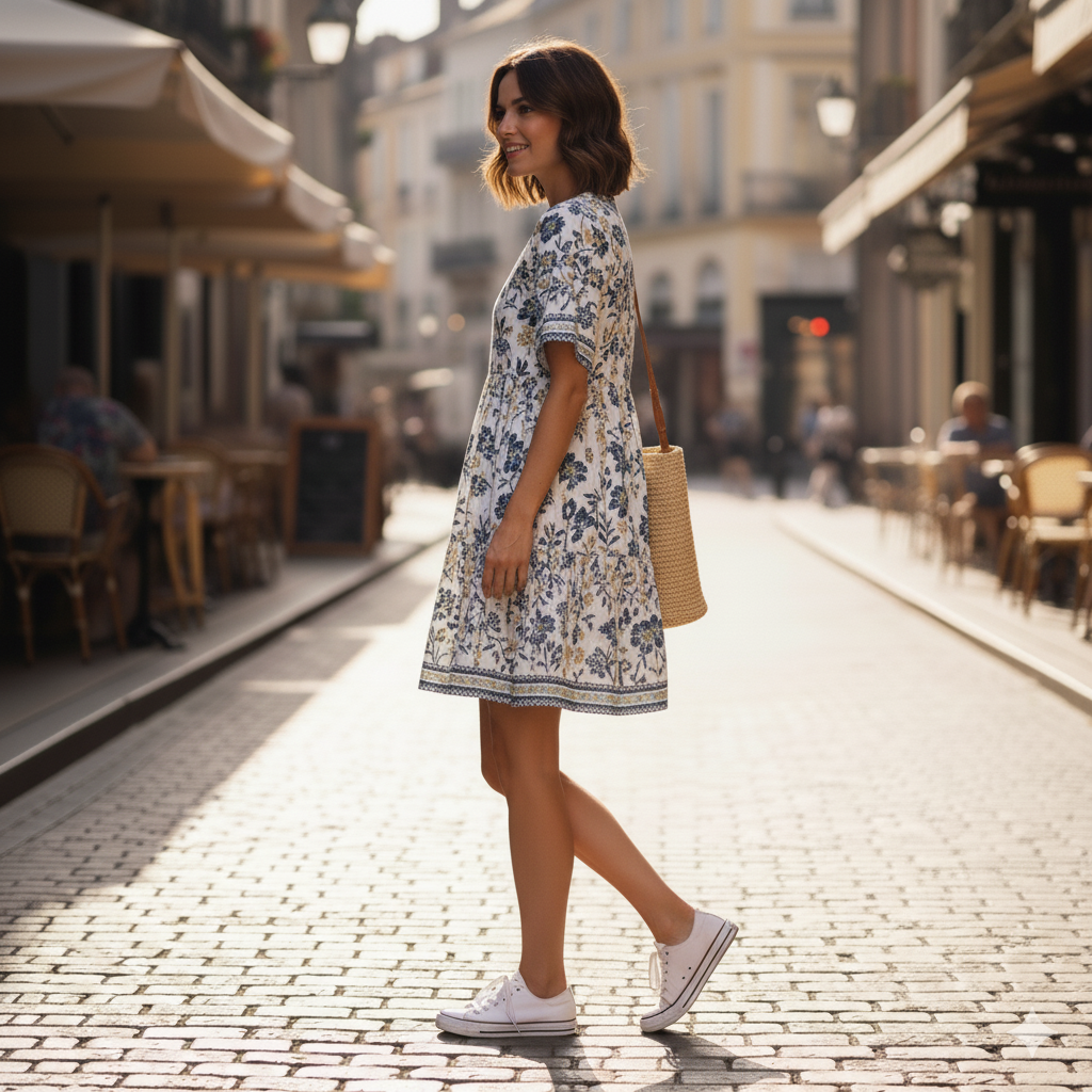 Women's Floral Block Print Dress - Image 5