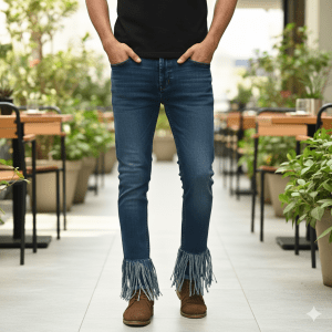Men's Frayed Hem Jeans