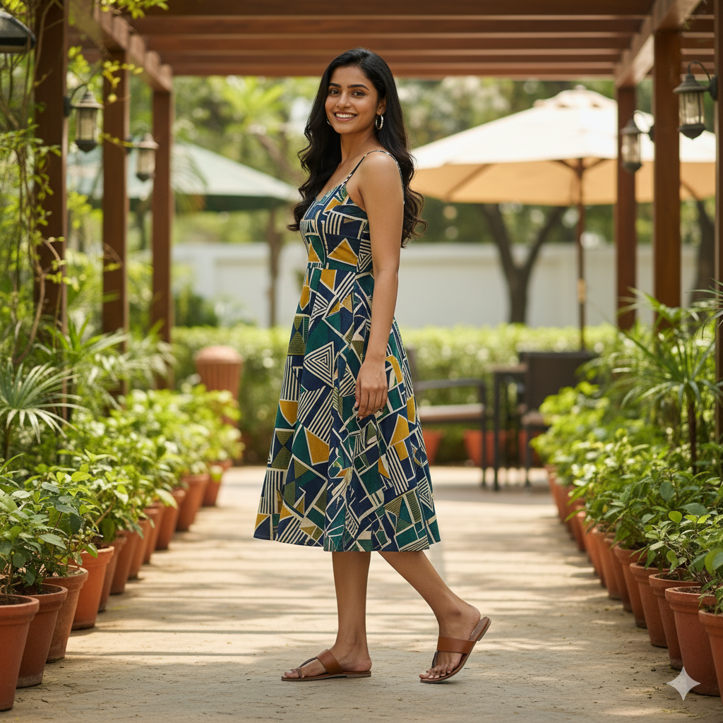 Women's Geometric Print Dress - Image 2