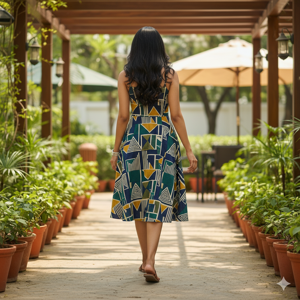 Women's Geometric Print Dress - Image 3