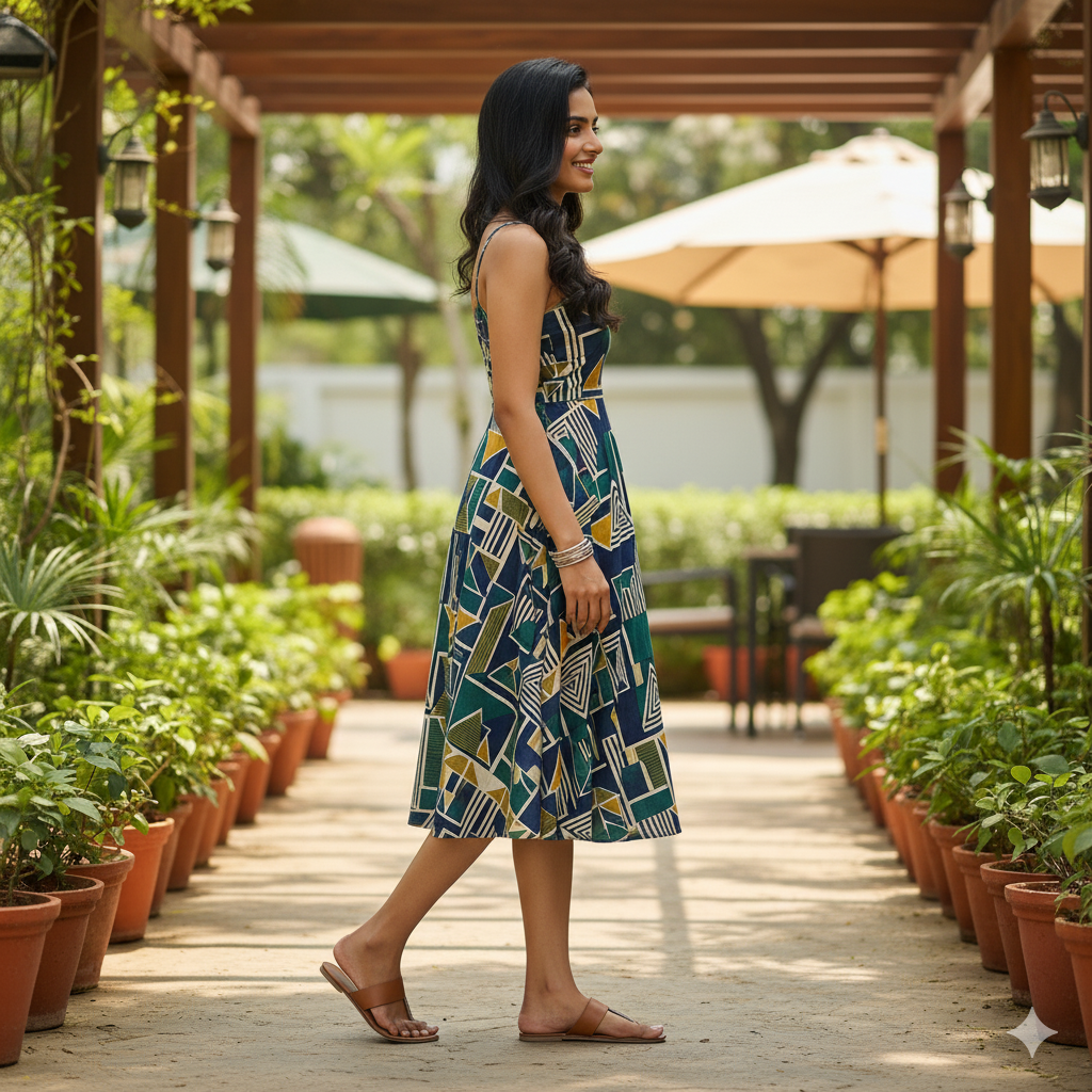 Women's Geometric Print Dress - Image 4