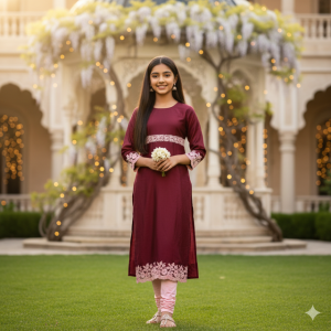 Burgundy Silk Kurta Ensemble