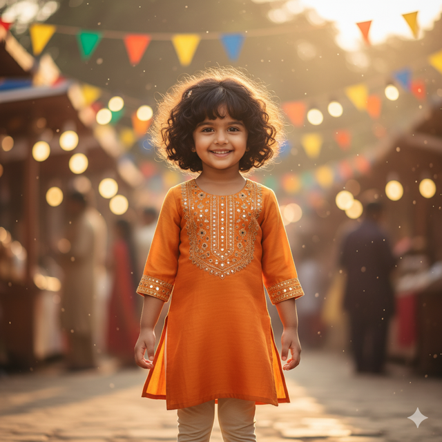 Saffron Silk Blend Kurta - Image 2