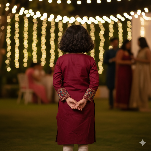 Maroon Embroidered Cotton Kurta - Image 3