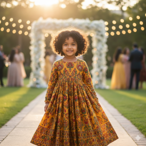 Mustard Printed Anarkali Kurta