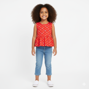 Pink Printed Cotton Peplum Top