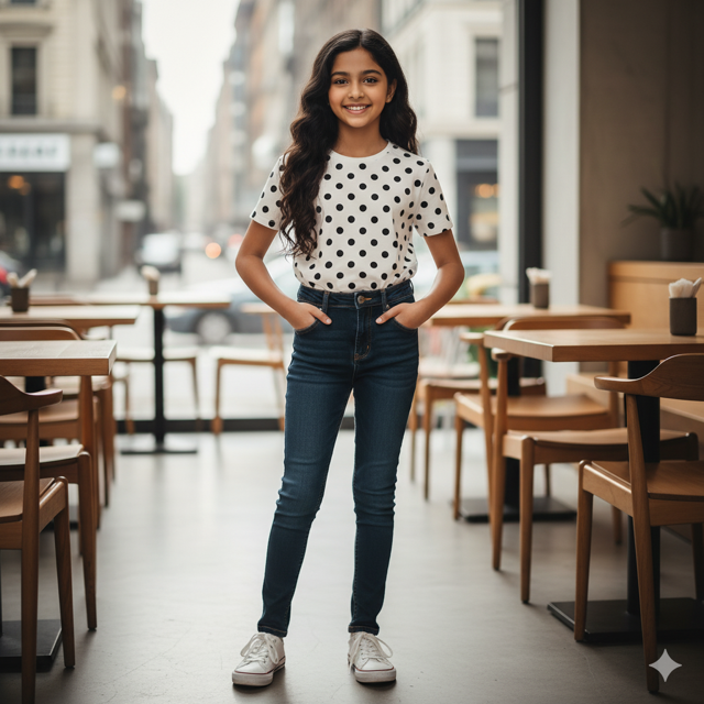 Polka Dot Cotton Jersey Classic Tee - Image 3