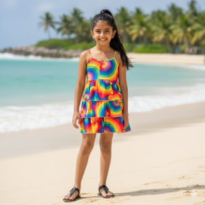 Multicolor Printed Cotton Jersey Dress