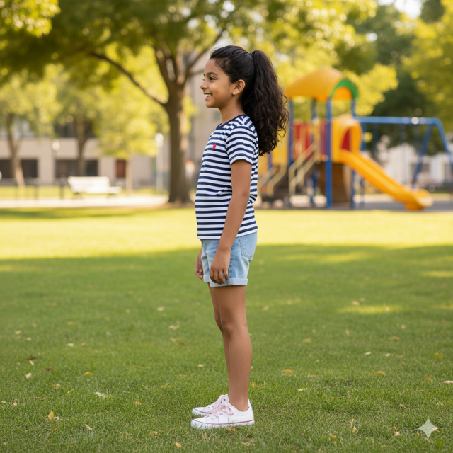 Navy & White Striped Cotton Jersey Tee - Image 2