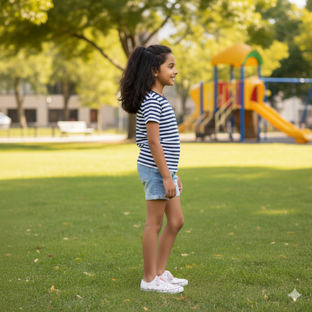 Navy & White Striped Cotton Jersey Tee - Image 3