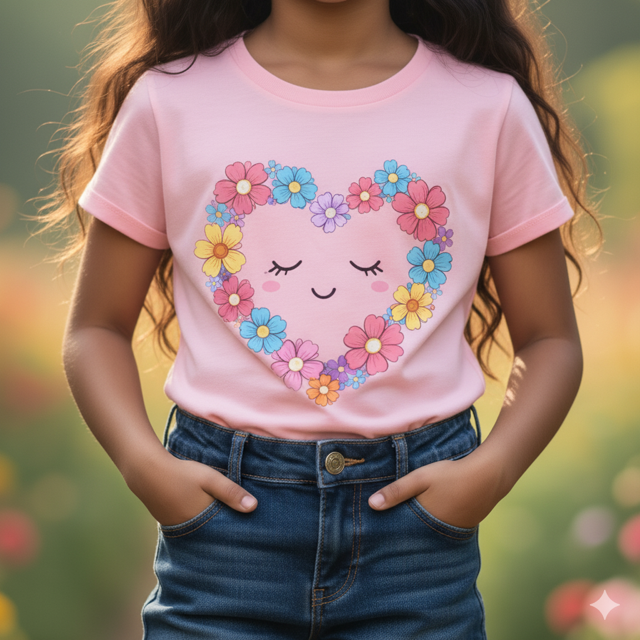 Pink Heart Graphic Cotton Jersey Tee - Image 2