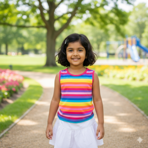 Rainbow Striped Cotton TShirt for Girls