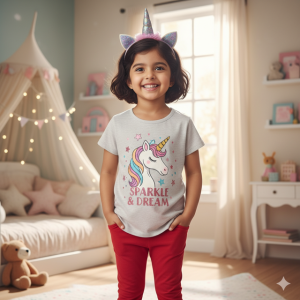 Unicorn Graphic Off-White Cotton T-Shirt