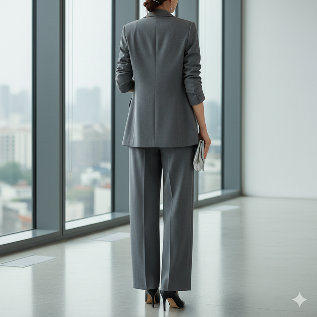Gray Pleated Formal Trousers - Image 2