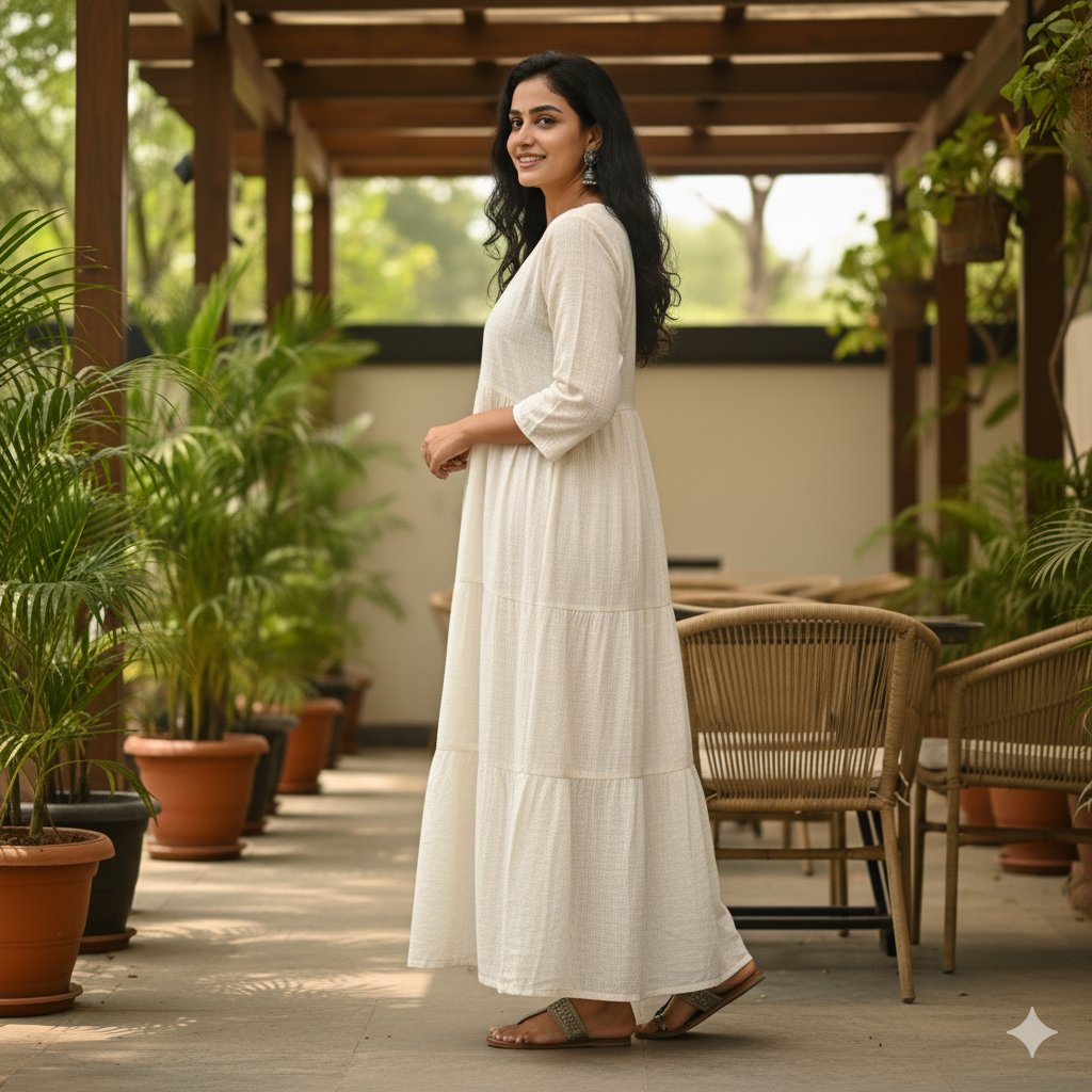 Women's Handloom Texture Dress - Image 2