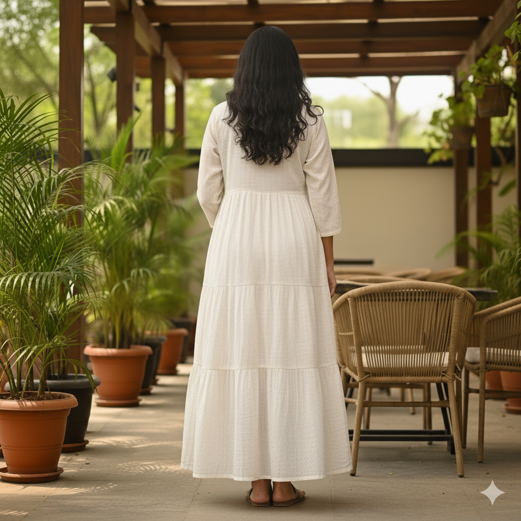 Women's Handloom Texture Dress - Image 3