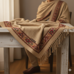 Unisex Merino Wool Blend Shawl Beige