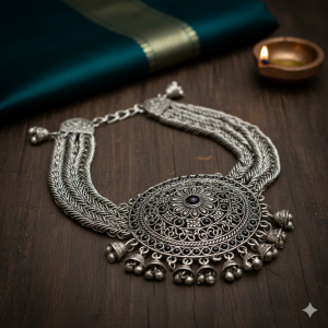 Woman's Statement Pendant Necklace - Oxidised