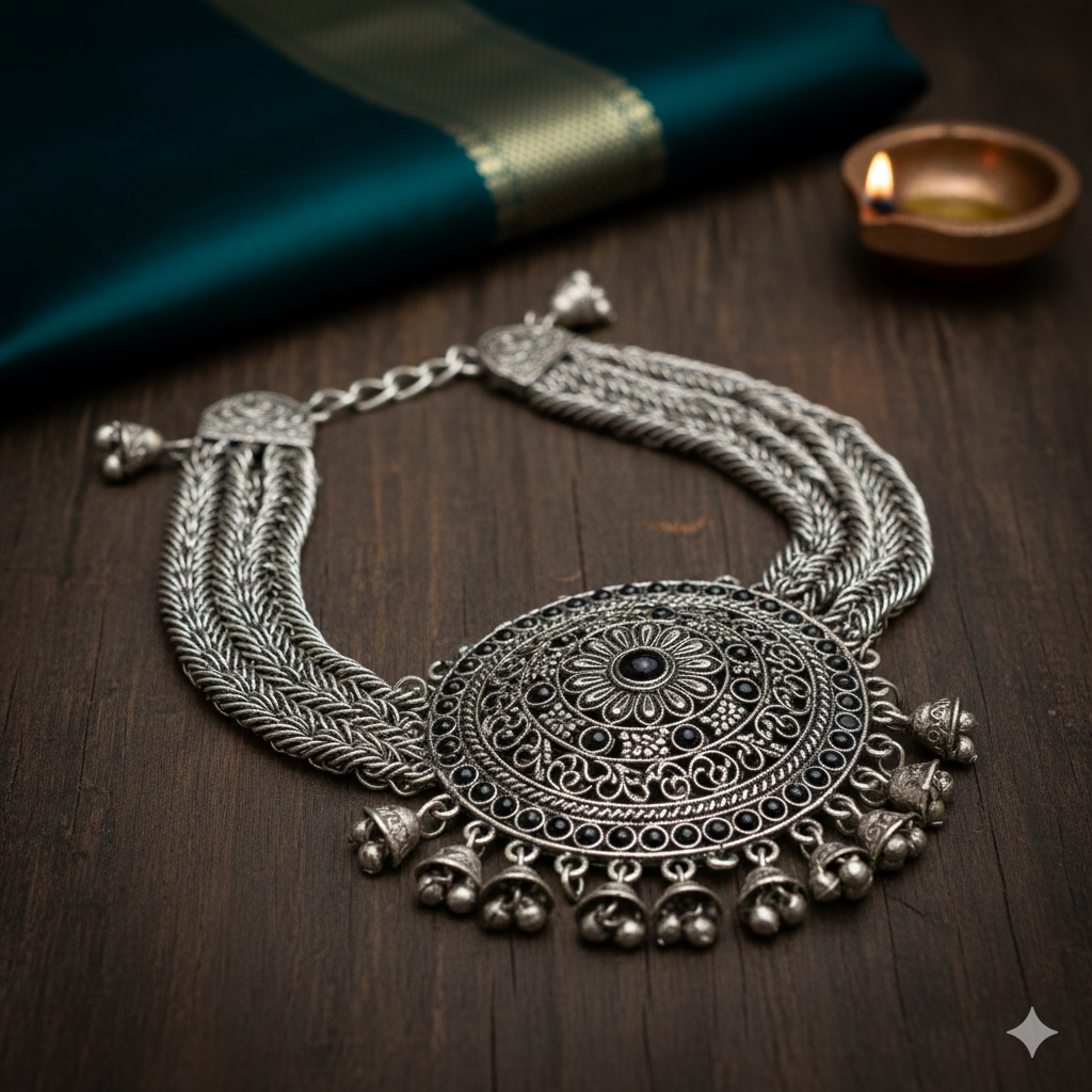 Woman's Statement Pendant Necklace - Oxidised