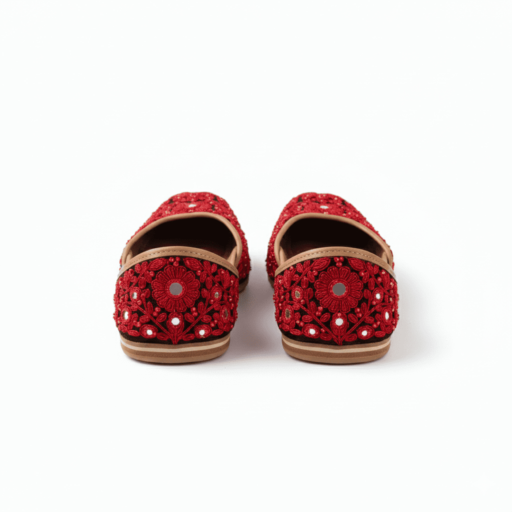 Woman's Flats with Embroidery - Red - Image 2