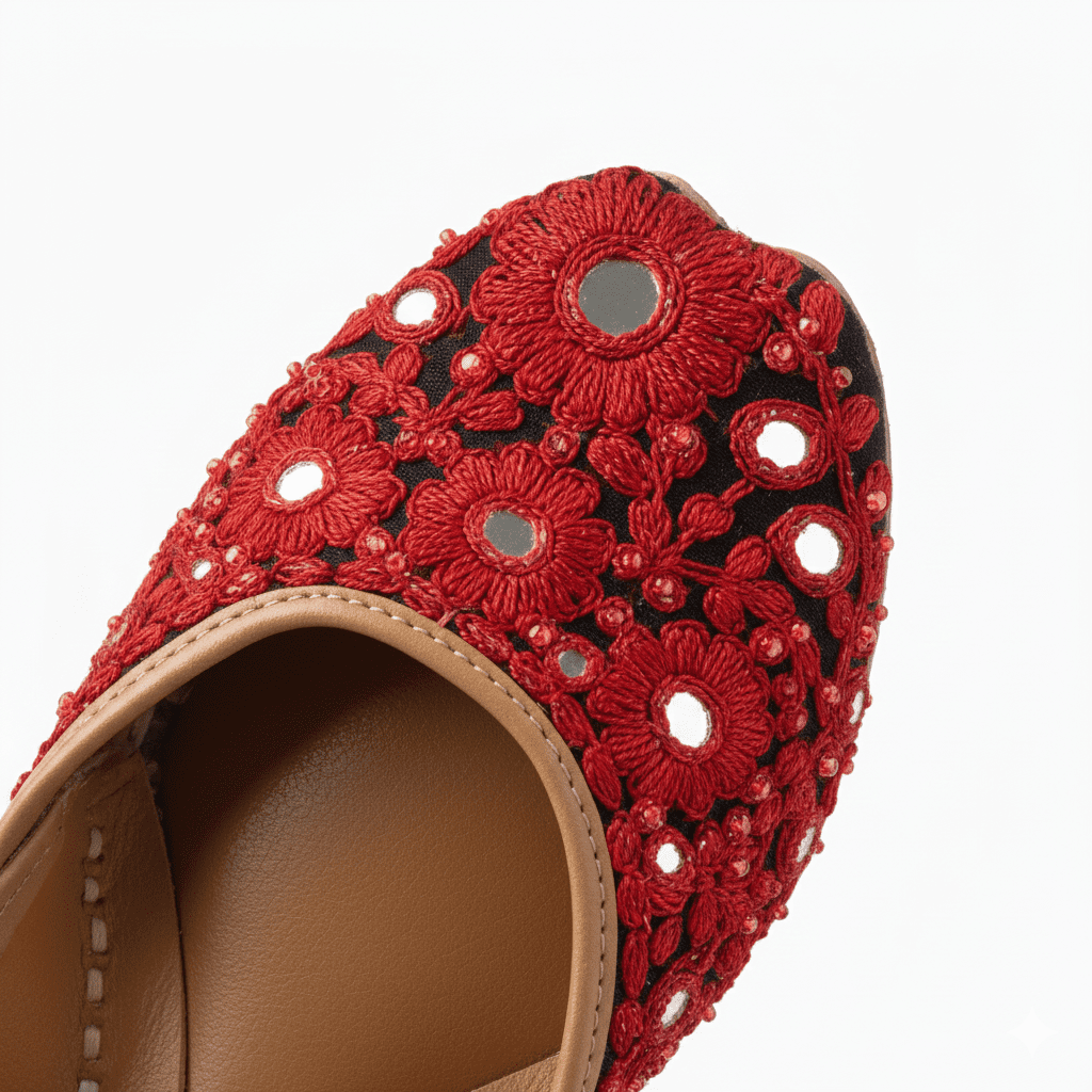 Woman's Flats with Embroidery - Red - Image 4