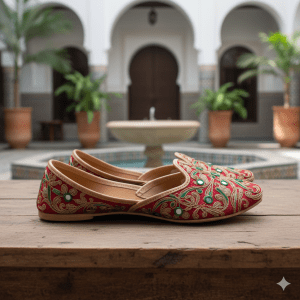 Woman's Flats with Embroidery - Red and Green