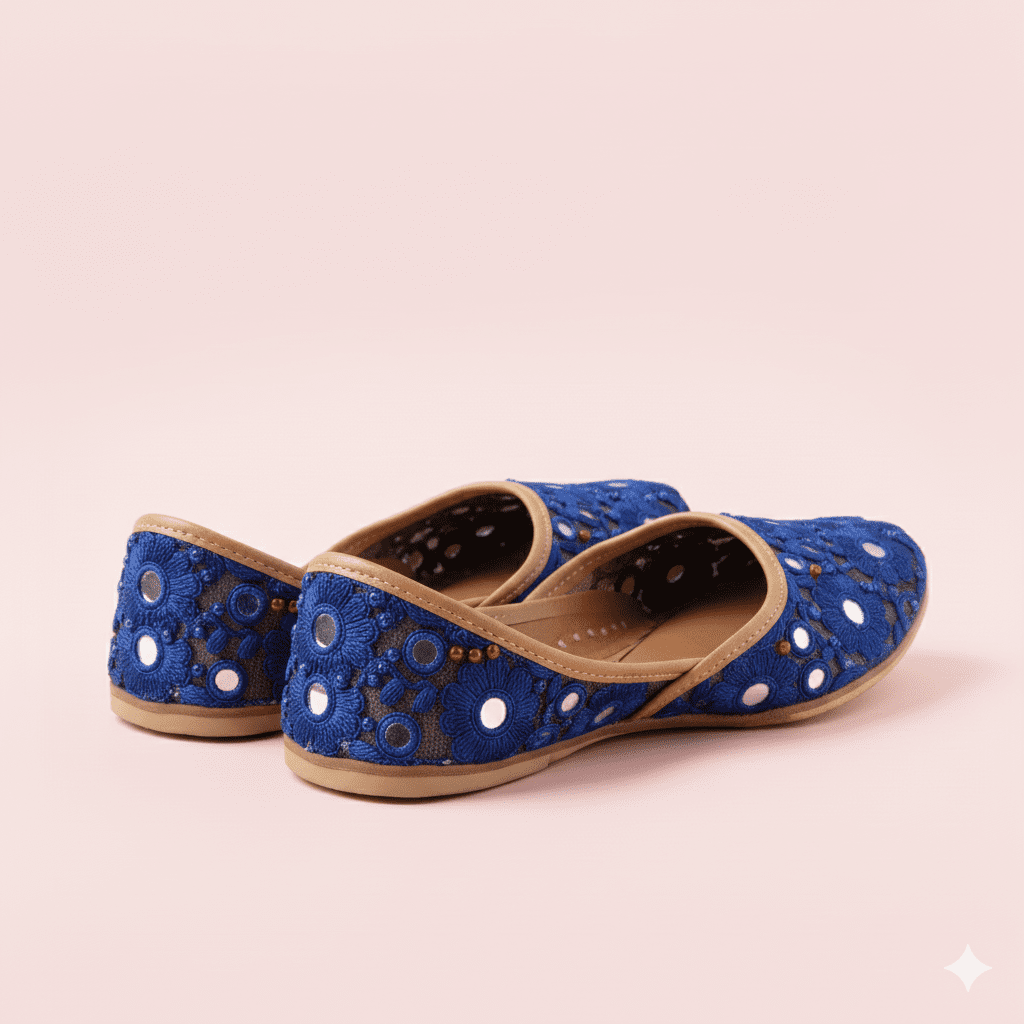 Woman's Flats with Embroidery - Royal Blue - Image 2