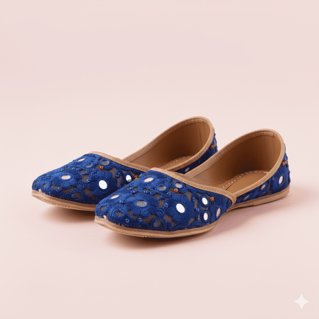 Woman's Flats with Embroidery - Royal Blue