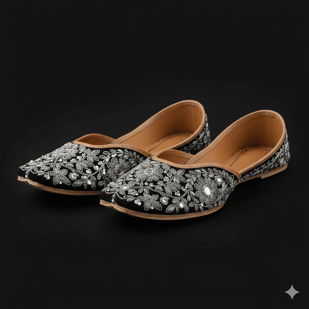 Woman's Flats with Embroidery - Silver
