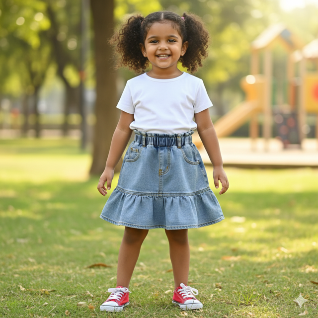 Denim Frill Hem Skirt