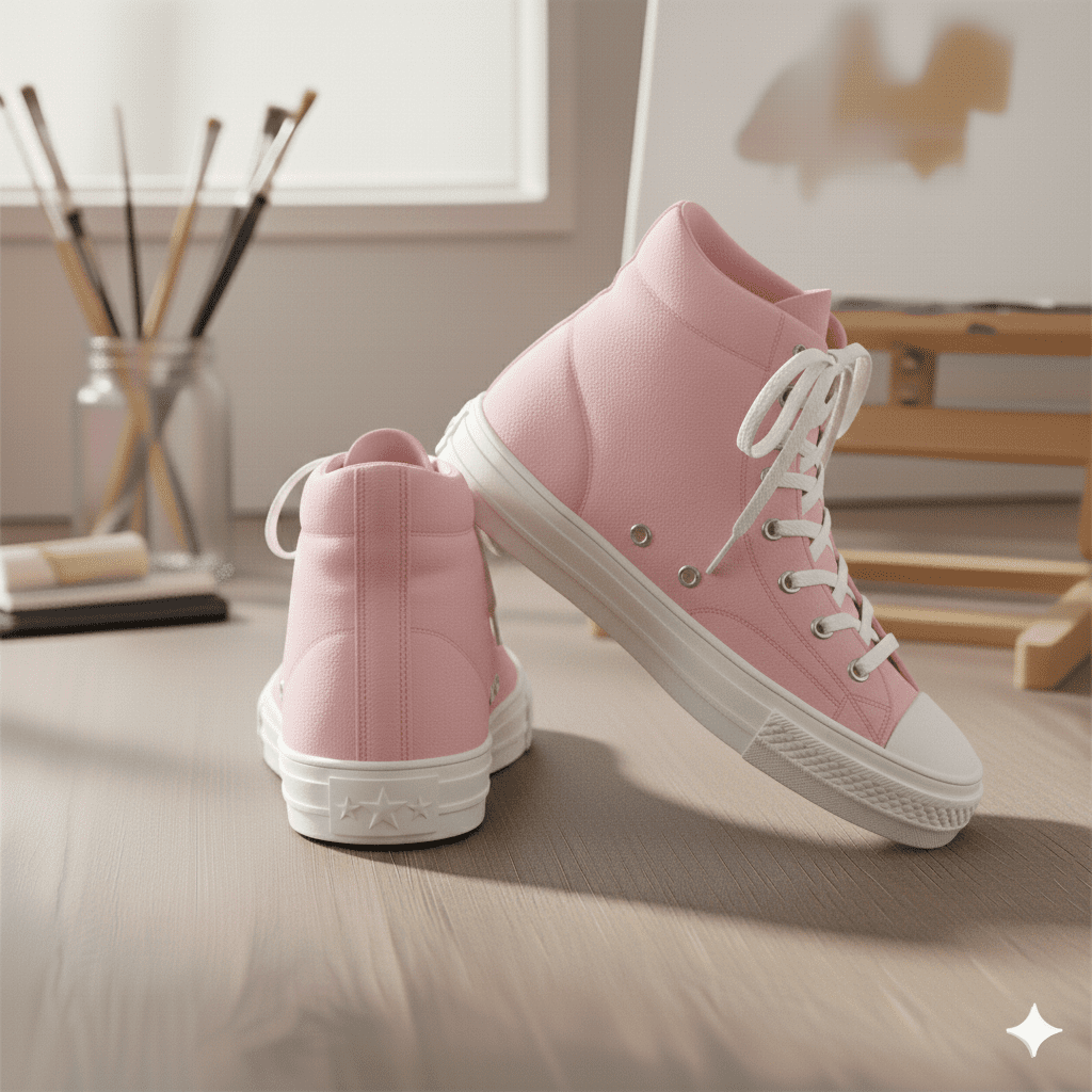 Woman's Canvas Sneakers - Pink - Image 4