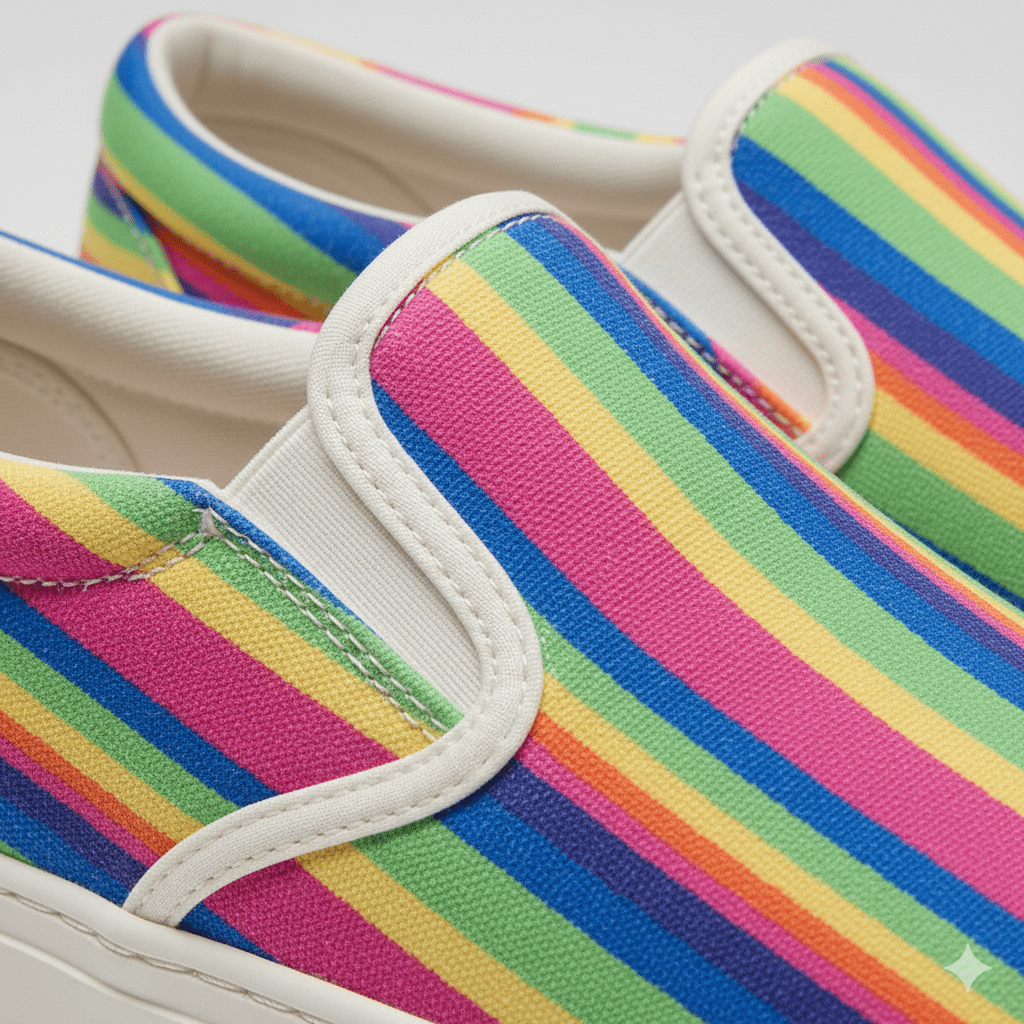 Woman's Striped Canvas Sneakers - Image 3