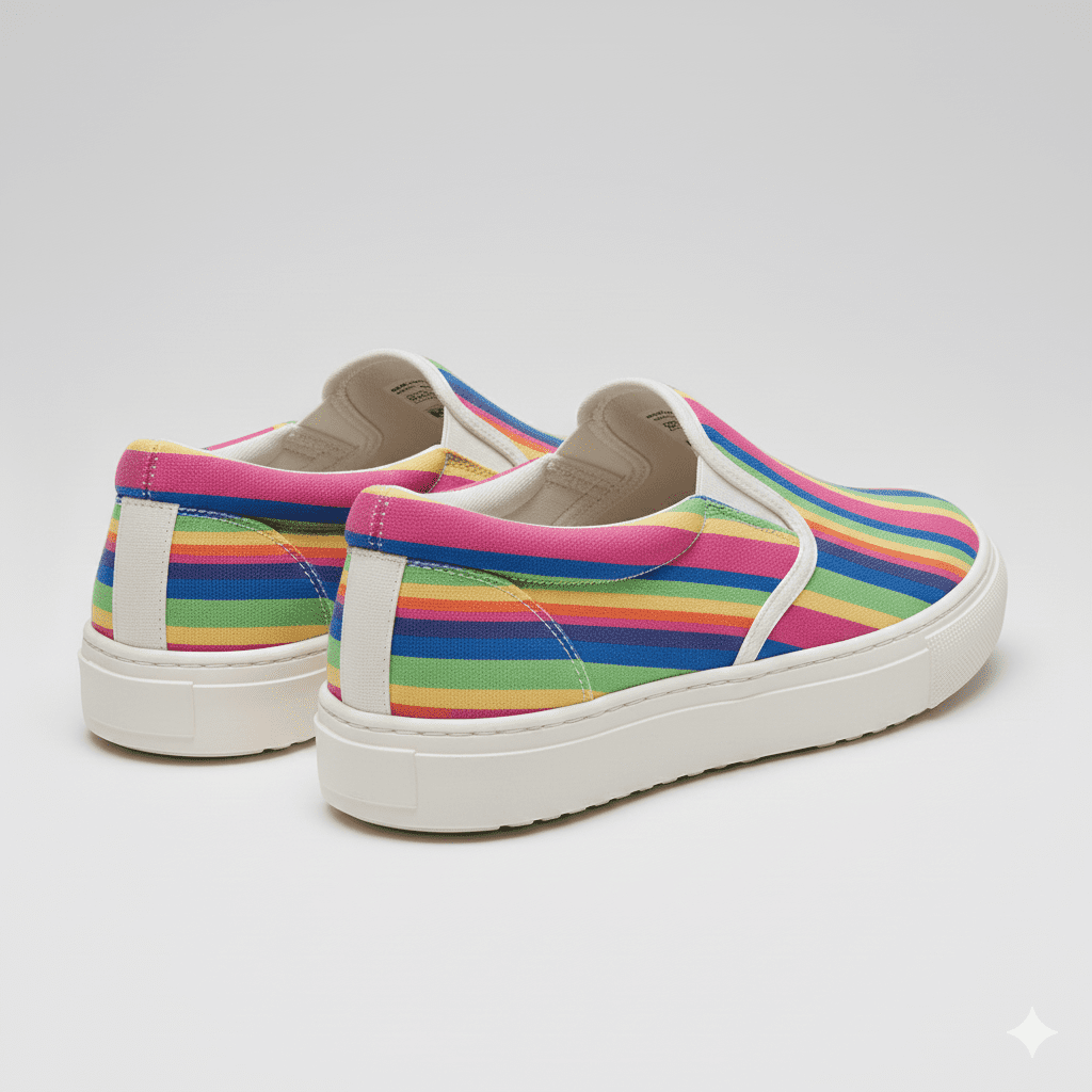 Woman's Striped Canvas Sneakers - Image 2