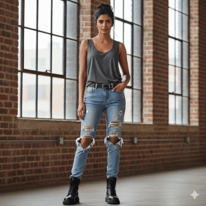 Women's Distressed Thigh Jeans