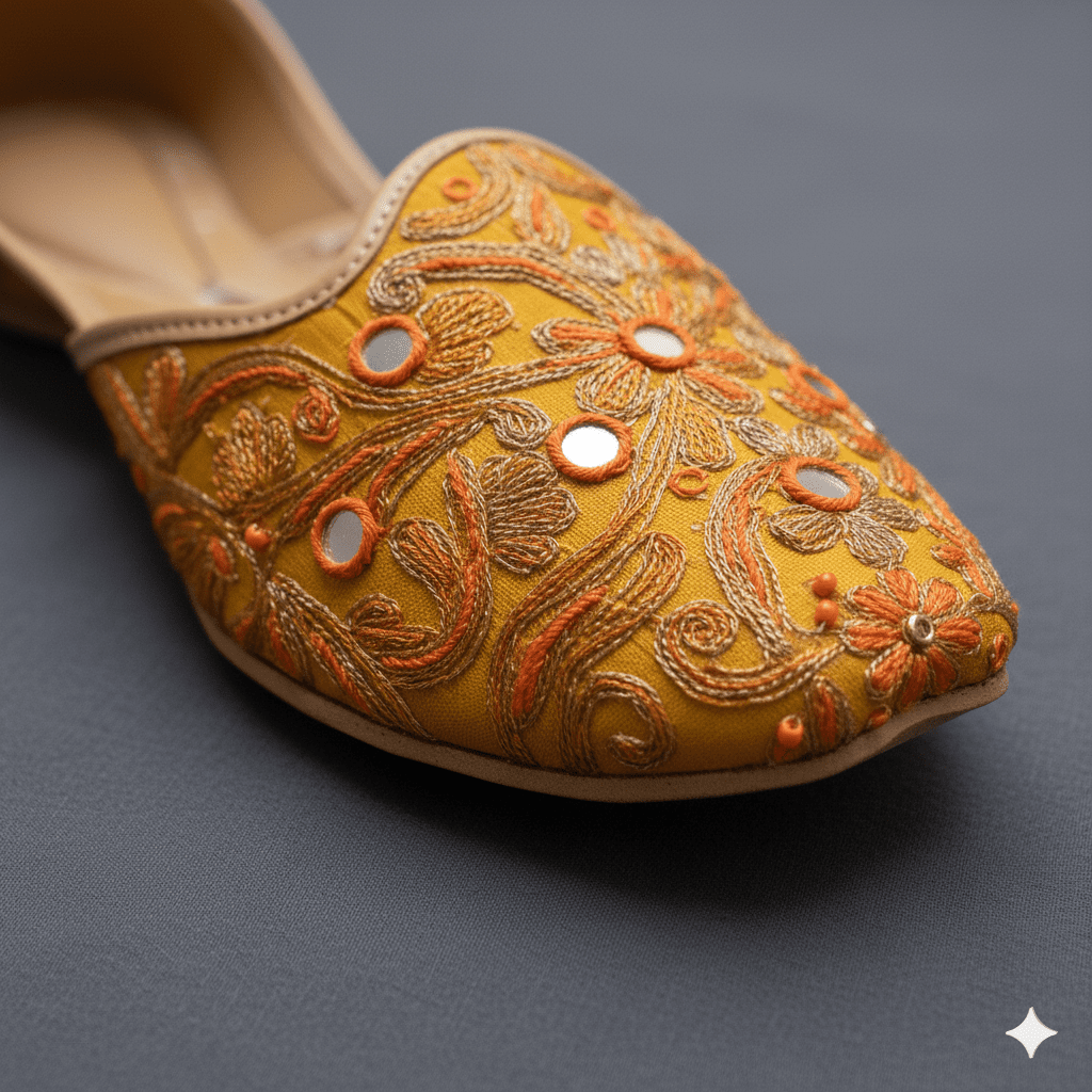 Woman's Flats with Embroidery - Yellow